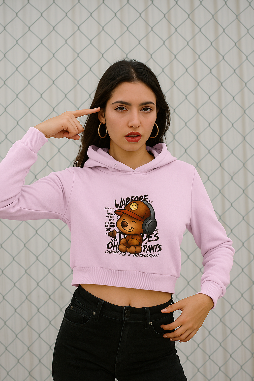 Cool Bear Cropped Hoodie
