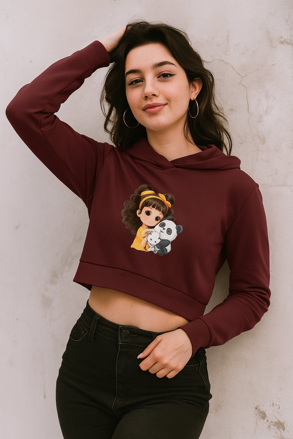 Girl & Cuddly Friends Cropped Hoodie