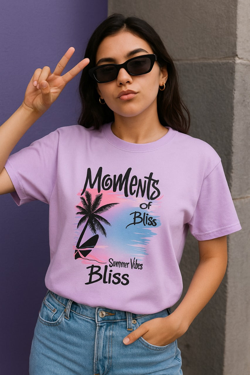 Oversized Tropical Bliss Graphic T-Shirt
