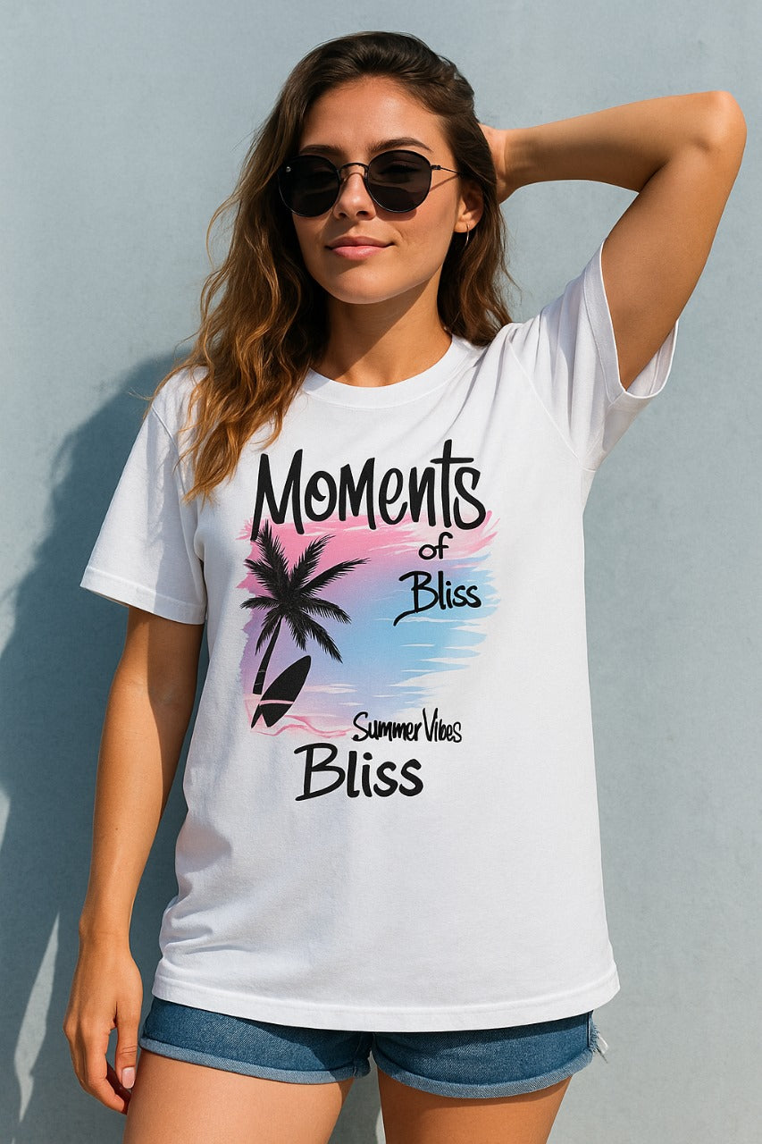 Oversized Tropical Bliss Graphic T-Shirt