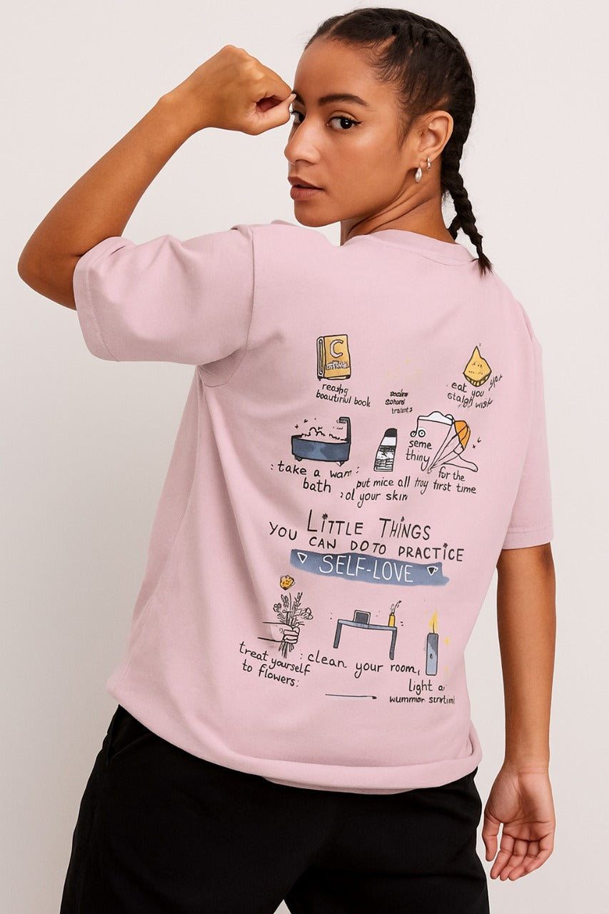 Oversized Self-Love Routine Graphic T-Shirt