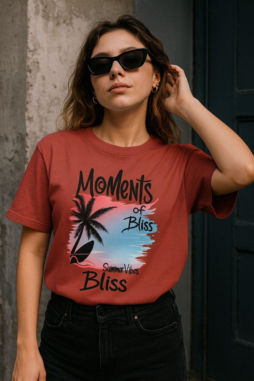 Oversized Tropical Bliss Graphic T-Shirt