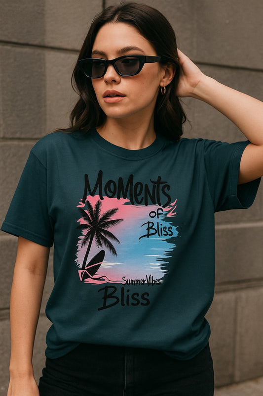 Oversized Tropical Bliss Graphic T-Shirt