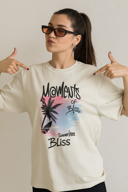 Oversized Tropical Bliss Graphic T-Shirt